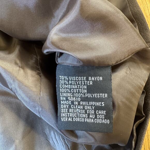 Kasper For A.S.L Chocolate Brown Skirt Suit 2 Pc Set Size 16 Velvet Collar - Picture 14 of 15